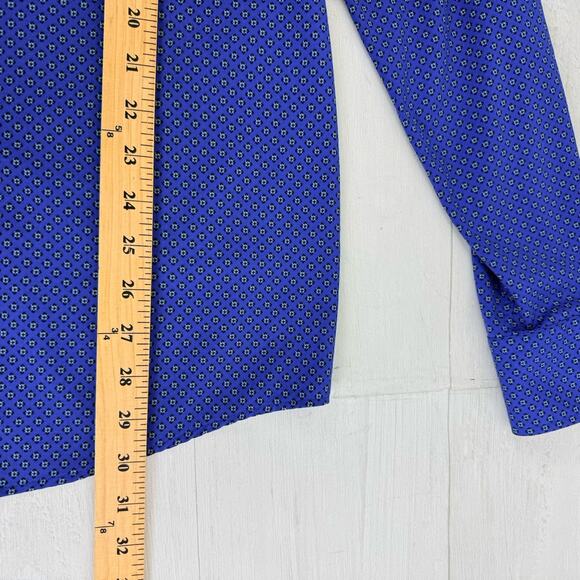 Untuckit Stanton Performance Shirt Men XL Tall Blue Printed Long Sleeves Stretch - Picture 14 of 15